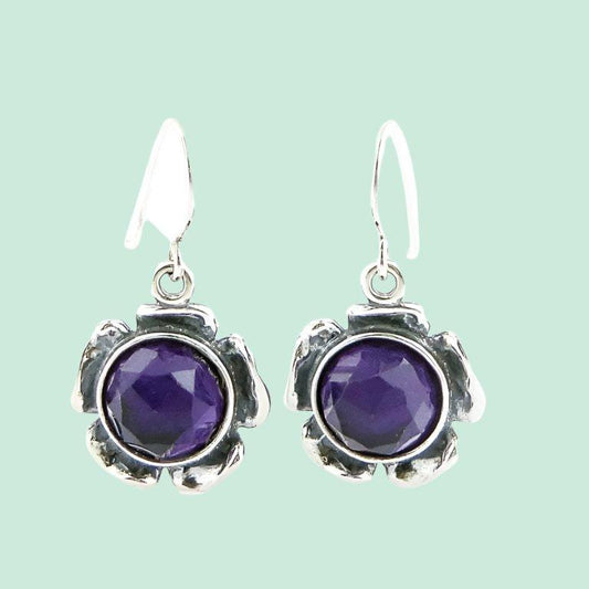 Bluenoemi Israeli Jewelry Earrings Sterling Silver Amethyst / Peridot Earrings, Israeli typical silver jewelry. Valentine gifts. - Bluenoemi