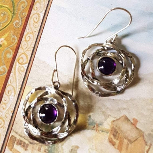 Fine Earrings for woman, amethyst earrings Israeli designer jewelry - Bluenoemi