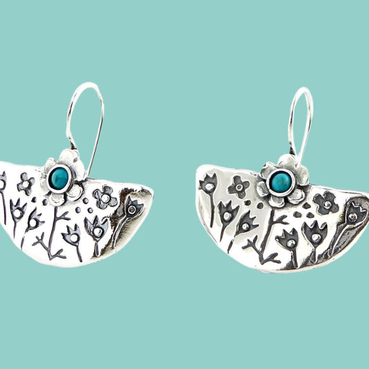 Israeli silver earrings for women with gemstones - Bluenoemi