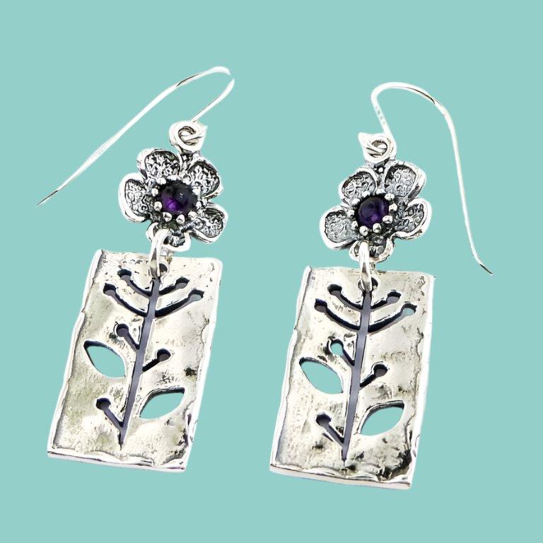 Bluenoemi Earrings Israeli jewelry designers in silver earrings set amethyst / garnets / turquoises / opals