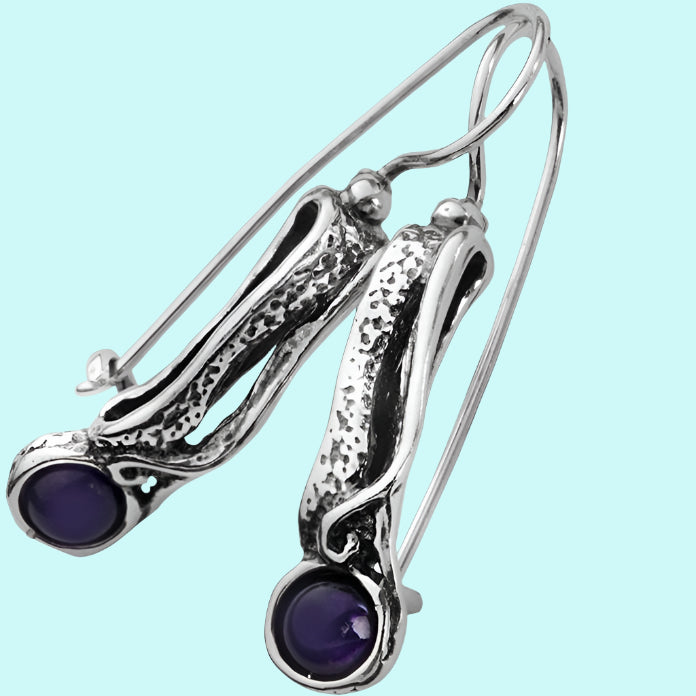 Israeli jewelry designers in silver earrings set amethyst / earrings for women - Bluenoemi