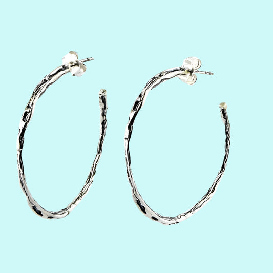 Israeli jewelry Hoop Silver Earrings - Bluenoemi