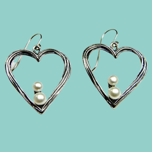 Silver earrings set pearls / earrings for women / dangle earrings - Bluenoemi