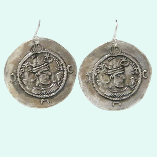 Silver Earrings , Sterling Silver Ancient Roman Coin Replica Earring - Bluenoemi