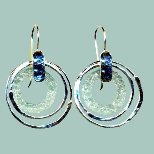 Bluenoemi Earrings Silver Sterling silver authentic roman glass earrings Israeli handwork