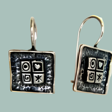 Sterling silver naif designer ethnic earrings - Bluenoemi