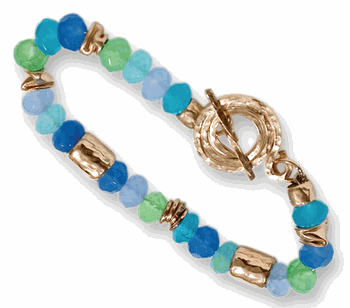 Goldfilled Bracelet with Ocean Quartz stones. - Bluenoemi