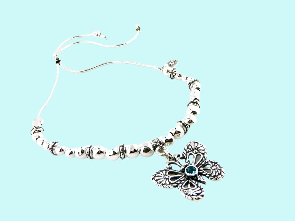 Sterling Silver Bracelet for woman with a butterfly - Bluenoemi