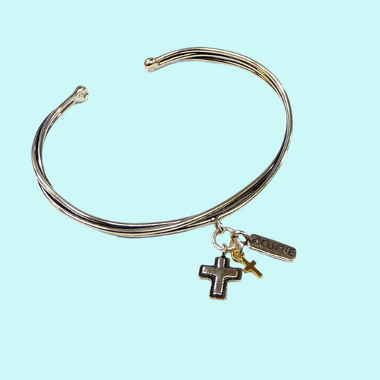 Cross charms Christian Bracelet. Sterling Silver Bracelets. - Bluenoemi