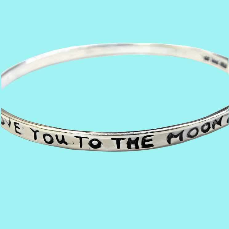 Silver bangle love you to the moon and back