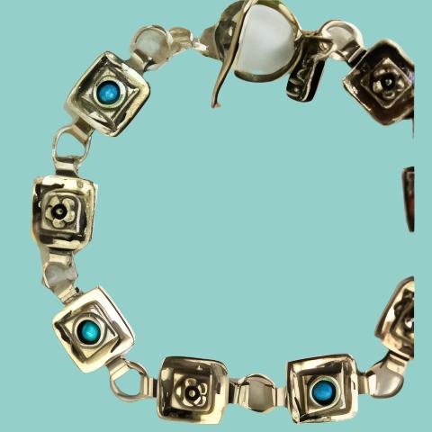 Silver Bracelets Israeli bracelets Links bracelet Boho jewelry Blue opals - Bluenoemi