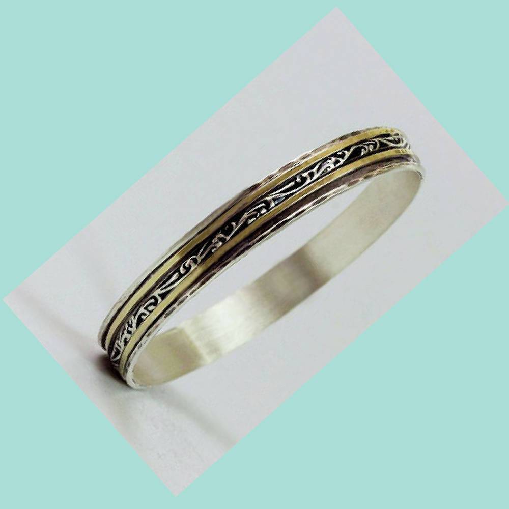 Designer silver bangles Sterling Silver and Gold Spinner Bangles - Bluenoemi