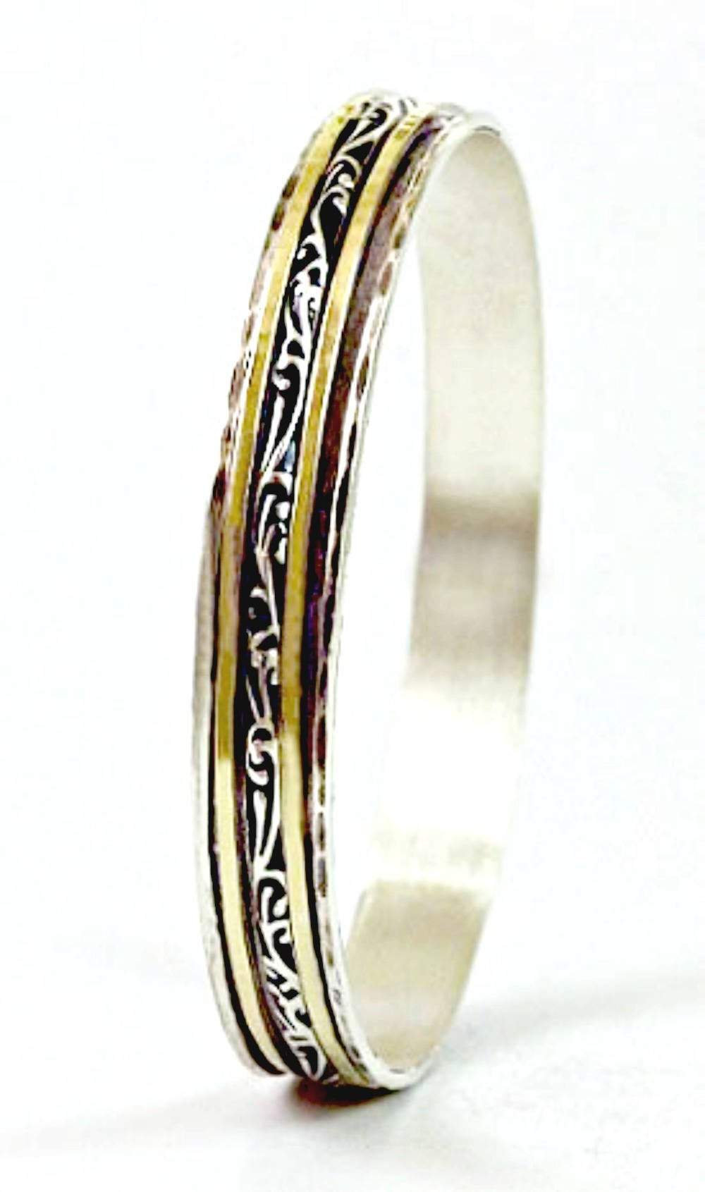 Designer silver bangles Sterling Silver and Gold Spinner Bangles - Bluenoemi