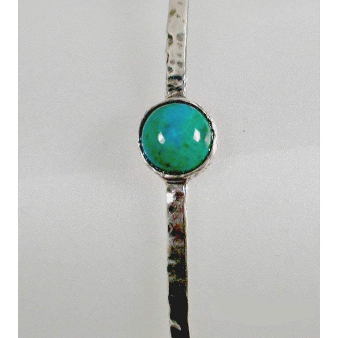 Sterling Silver Bangle Bracelet set with Gemstone or Roman Glass - Bluenoemi