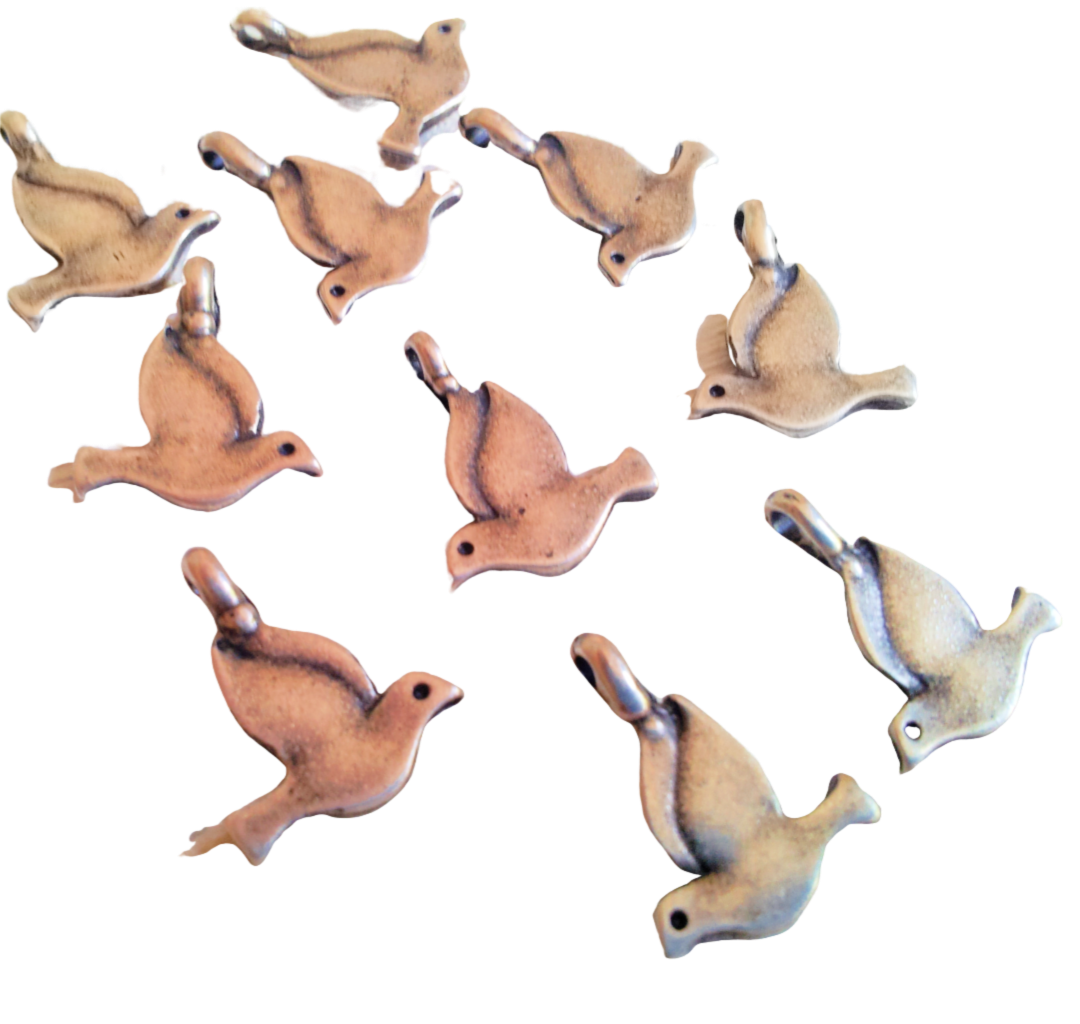 Bluenoemi Jewelry Charms & Pendants 12 mm / silver Dove Charms for making jewels. Pendants for making jewels. Lot of 10 pcs.