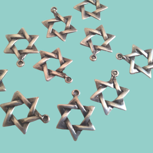 Delicate Charms for making jewels. Unisex Star of David Pendants. 10 pcs. - Bluenoemi