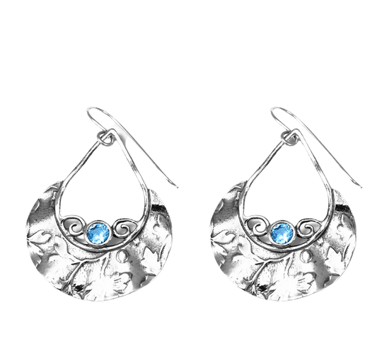 Silver drop earrings set blue topaz for women - Bluenoemi