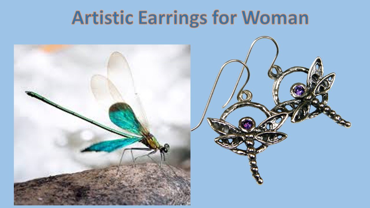 Bluenoemi Israeli Jewelry Dragonfly Artistic Earrings for Women - Bluenoemi