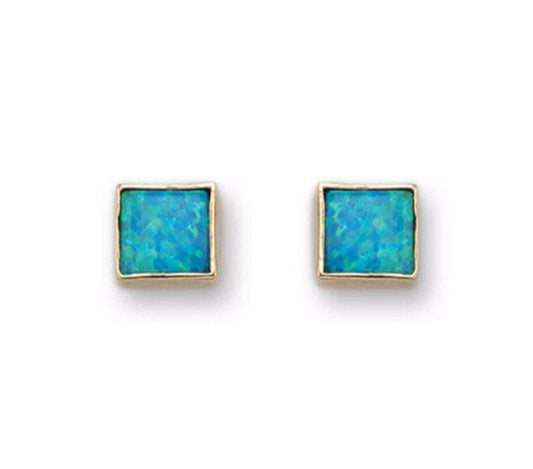 Bluenoemi Jewelry 9ct Gold Blue Opal Earrings , stud earrings / classic earrings - Bluenoemi