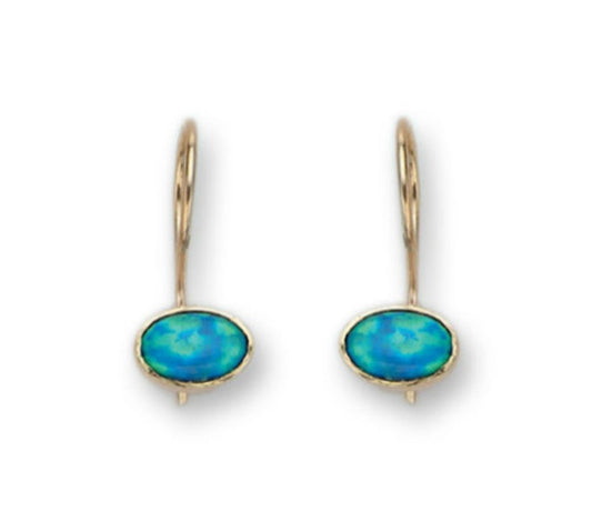 Delicate 9ct Gold Blue Opal classic Earrings - Bluenoemi