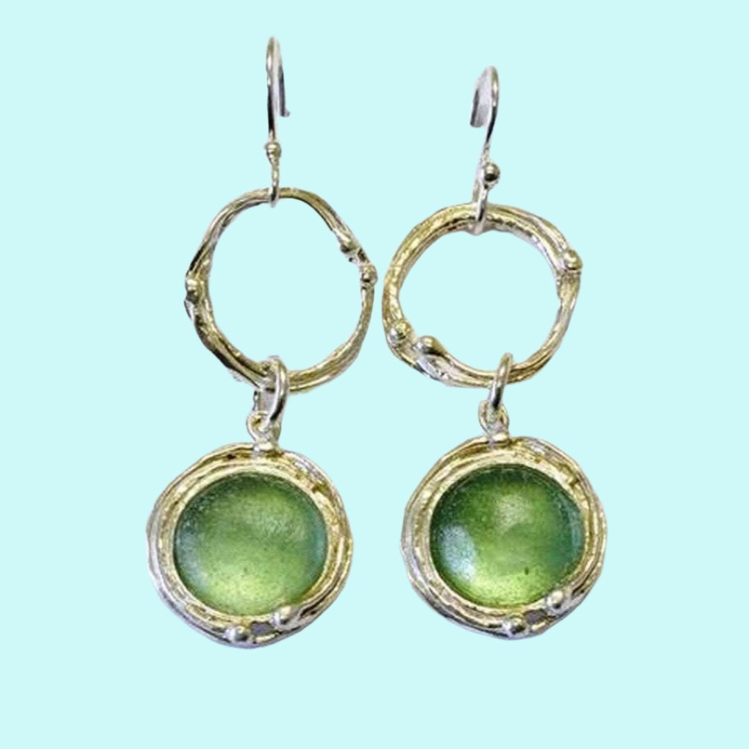 Roman glass earrings. Designer Sterling silver earrings with roman glass - Bluenoemi