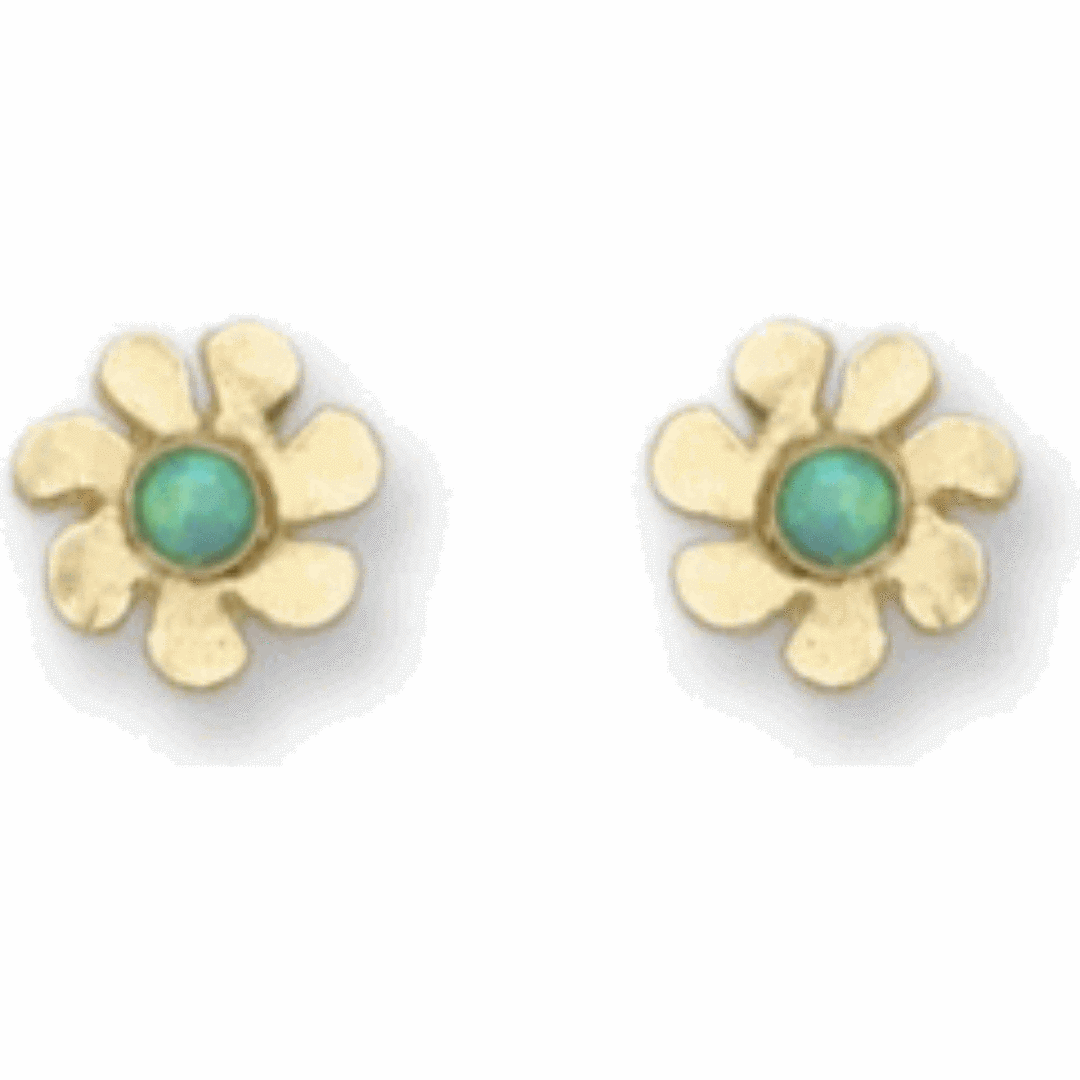 Earrings Stud Flowers with Opal. - Bluenoemi