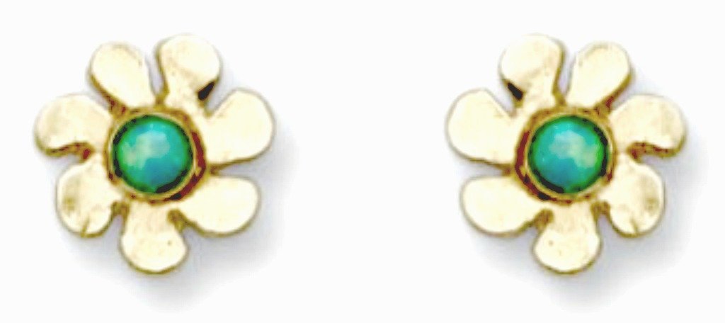 Earrings Stud Flowers with Opal. - Bluenoemi