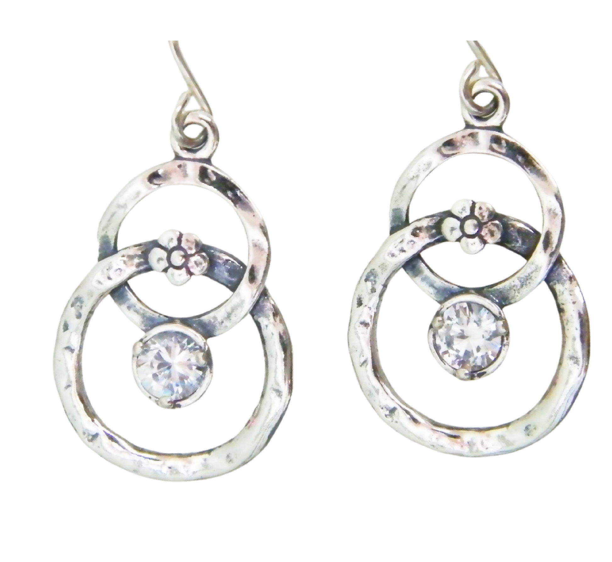 Earrings for woman, silver dangling earrings Delicate CZ zircons - Bluenoemi