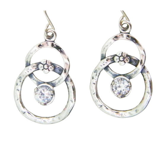 Earrings for woman, silver dangling earrings Delicate CZ zircons - Bluenoemi