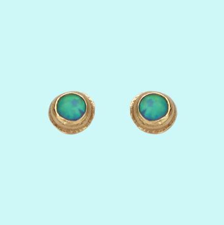 Israeli earrings set with opals - Gold earrings - Bluenoemi