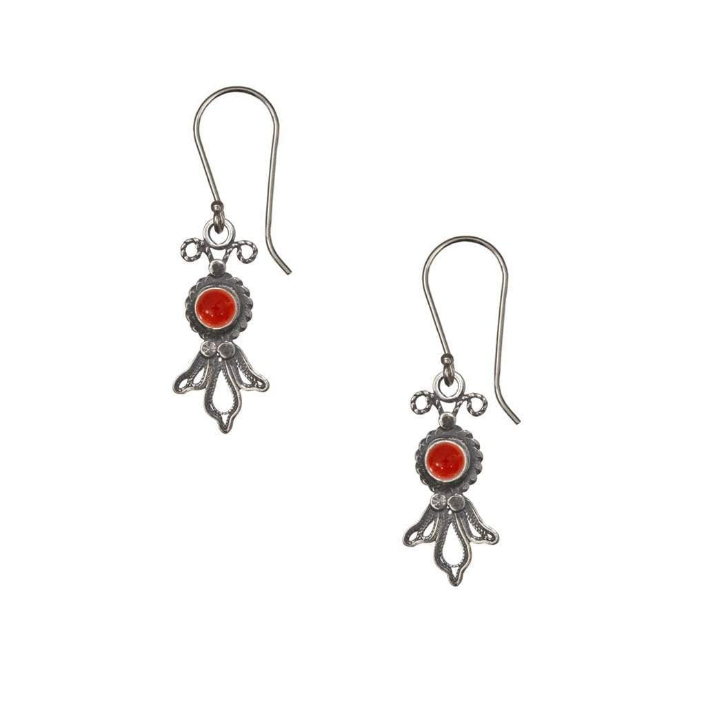 Silver Earrings Delicate Filigree Israeli silver earrings with gemstones. - Bluenoemi