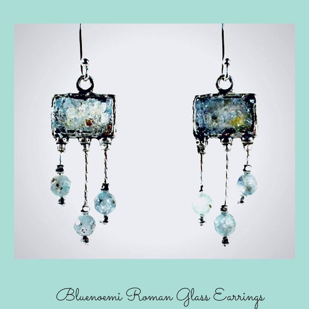 Roman glass jewelry Roman glass Earrings for woman - Bluenoemi