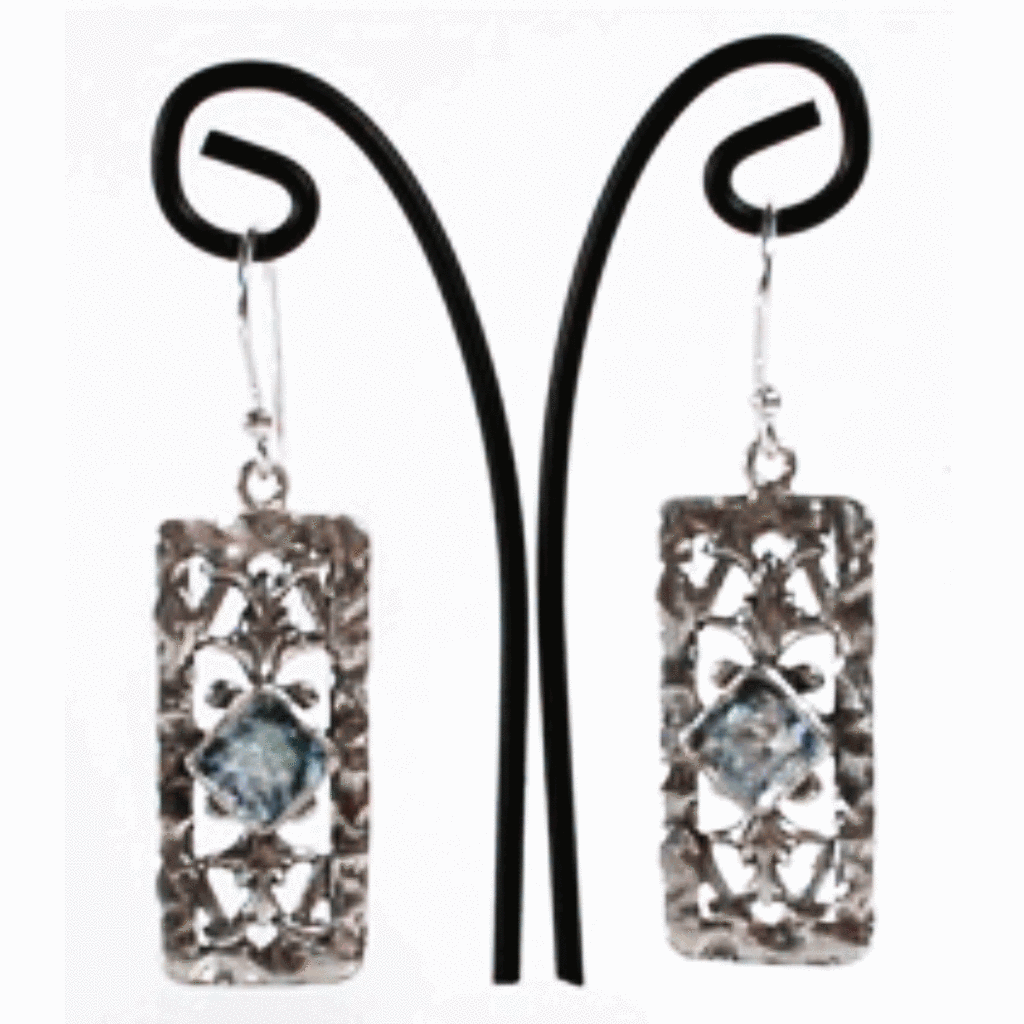 Sterling silver earrings for woman set Blue Opals / CZ zircons - Bluenoemi