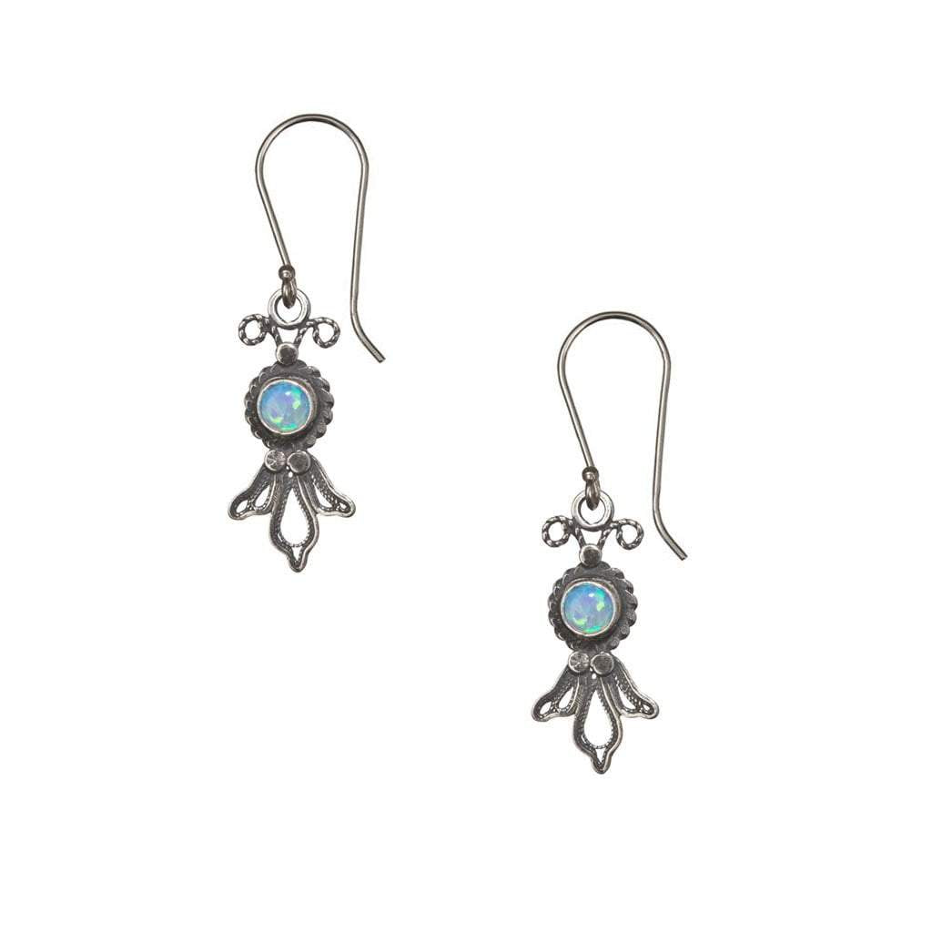 Silver Earrings Delicate Filigree Israeli silver earrings with gemstones. - Bluenoemi