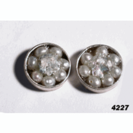 Roman Glass Stud earrings sterling silver roman glass and pearls earrings - Bluenoemi