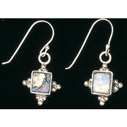 Silver roman glass earrings - Bluenoemi