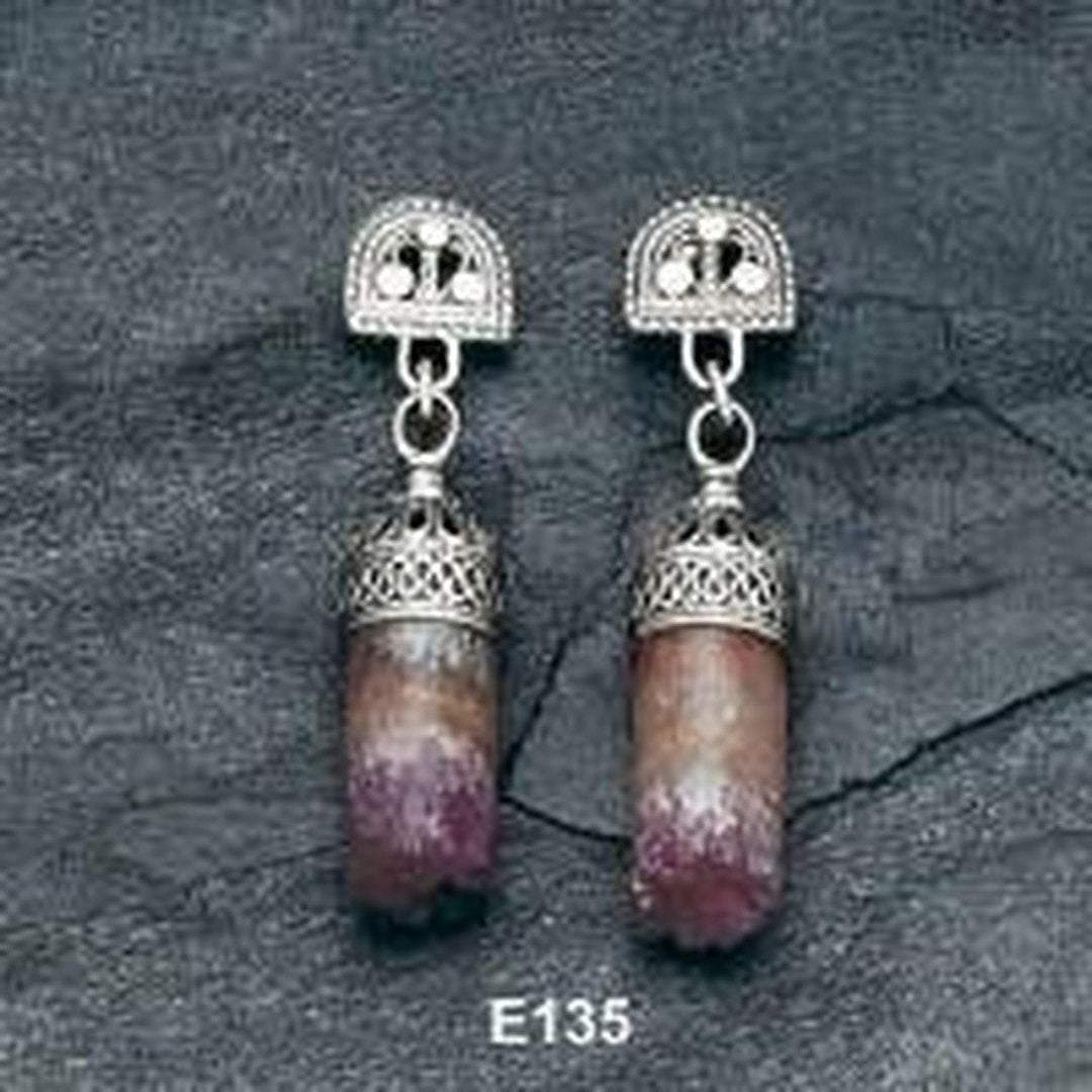 Roman glass Israeli earrings filigree silver earrings - Bluenoemi