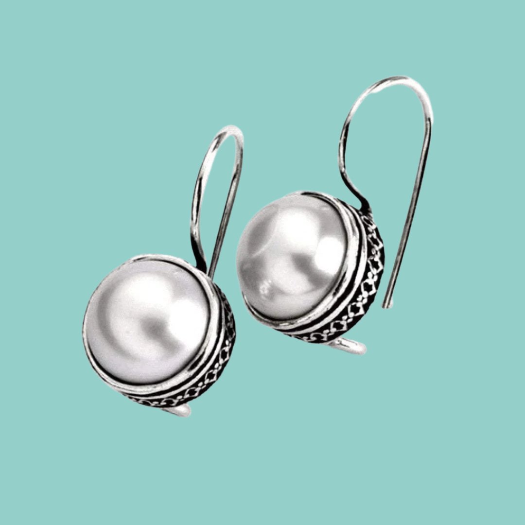 Bluenoemi silver and pearl drop earrings Sterling silver earrings - Bluenoemi