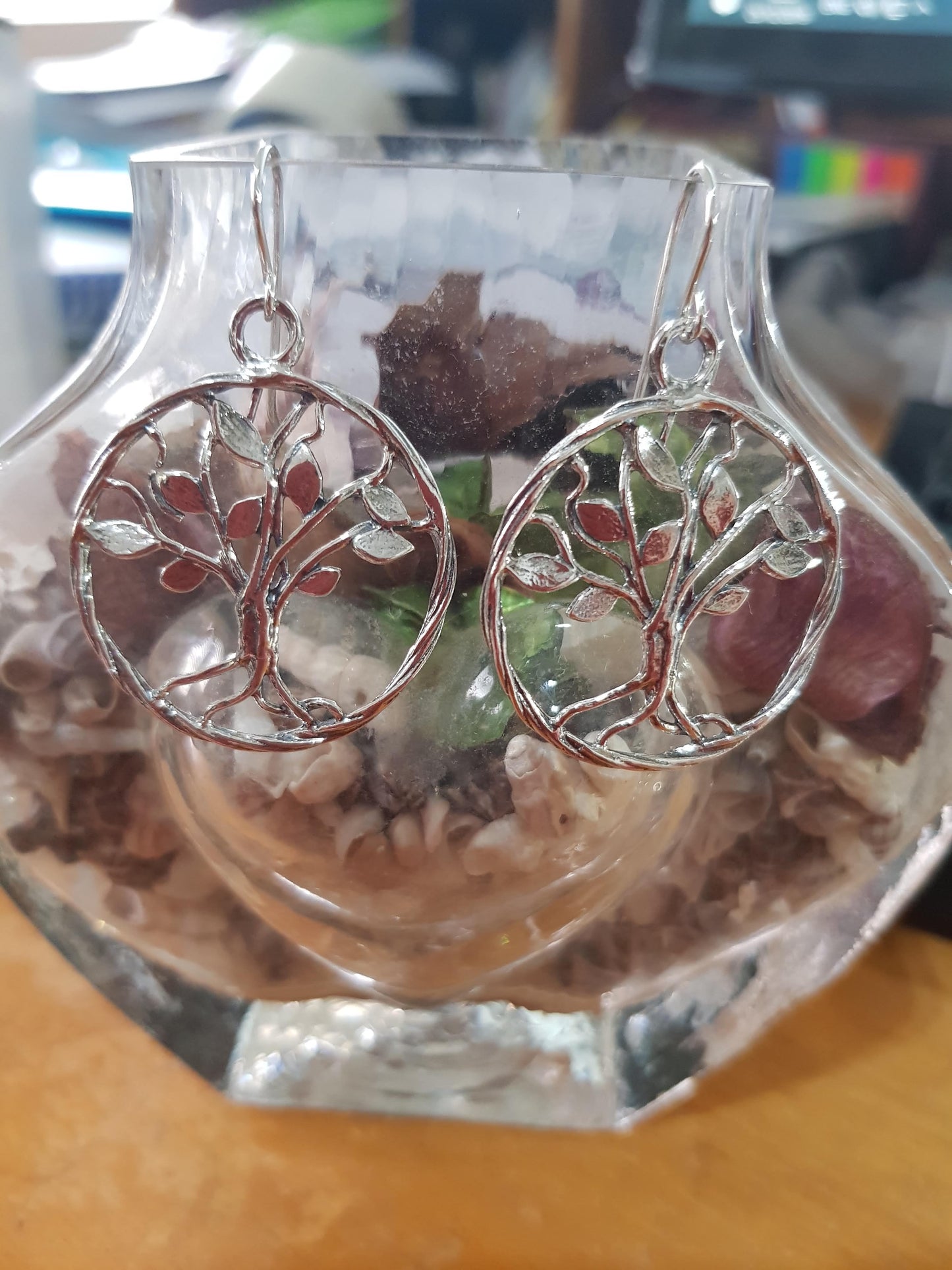 Jewish Tree of Life earrings. Silver earrings dangle. - Bluenoemi