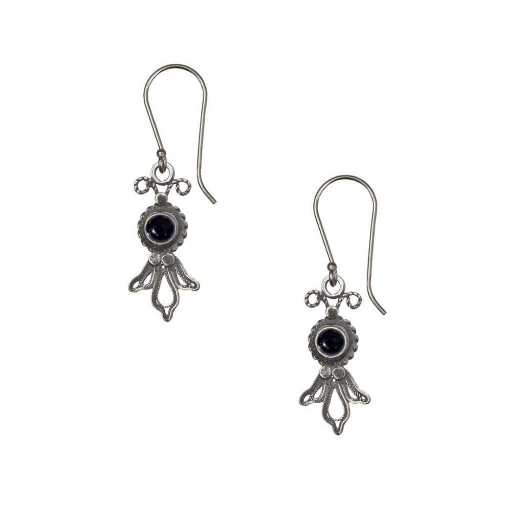 Silver Earrings Delicate Filigree Israeli silver earrings with gemstones. - Bluenoemi