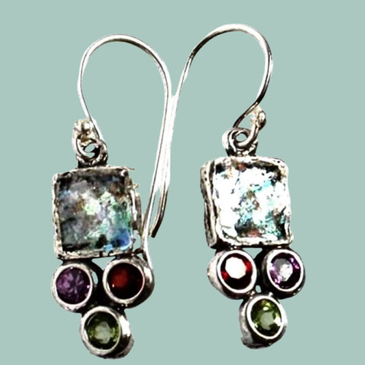 Roman Glass Earrings Bluenoemi Silver Earrings - Bluenoemi