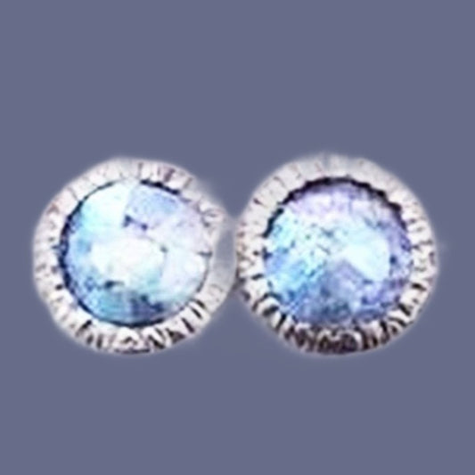 Roman Glass stud earrings for woman, Sterling Silver earrings - Bluenoemi