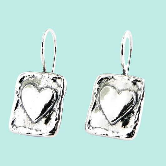 Romantic Silver Earrings for women Heart Shaped. Bluenoemi Israeli Jewelry - Bluenoemi