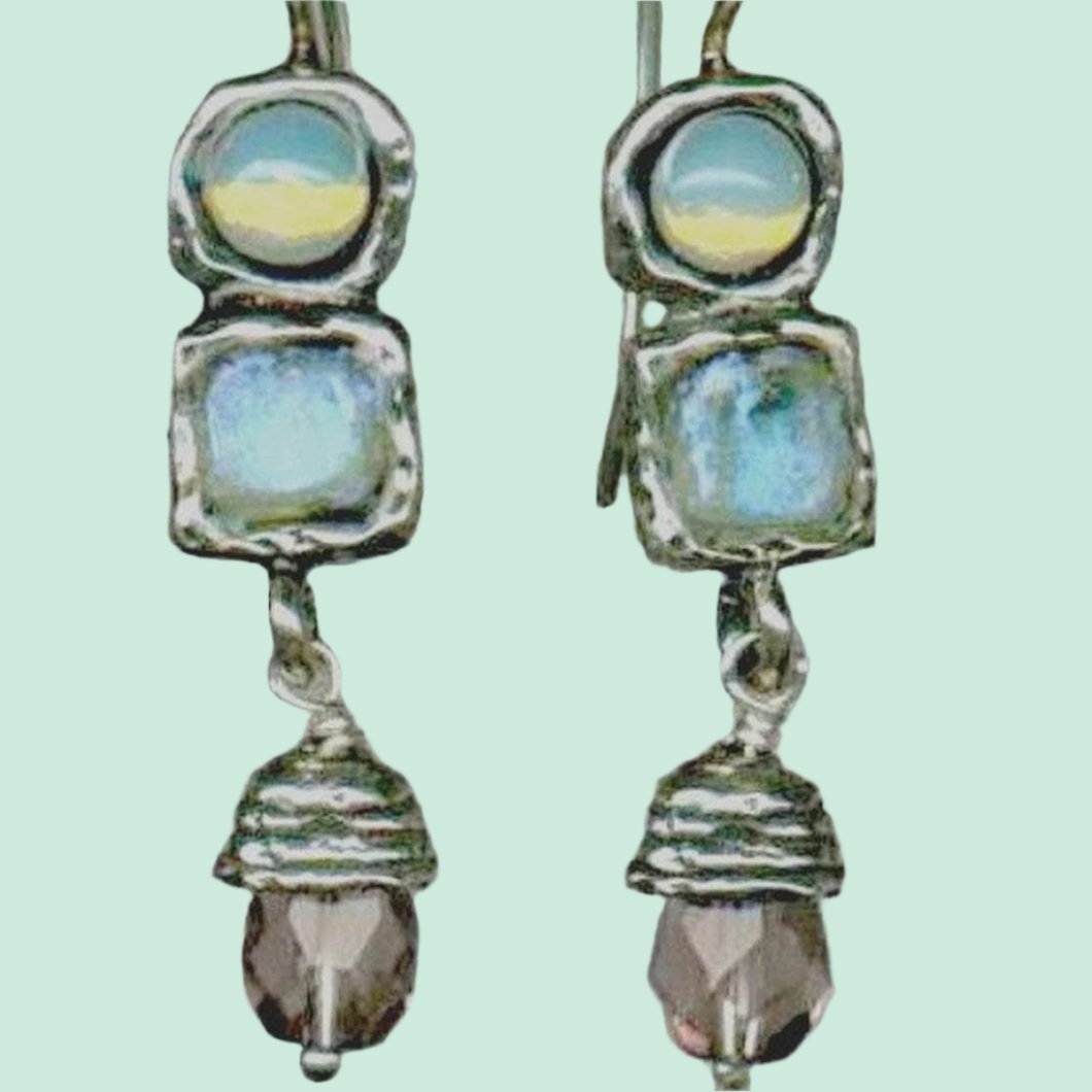 Sterling Silver Earrings, Roman Glass Earrings, Gemstones Earrings - Bluenoemi