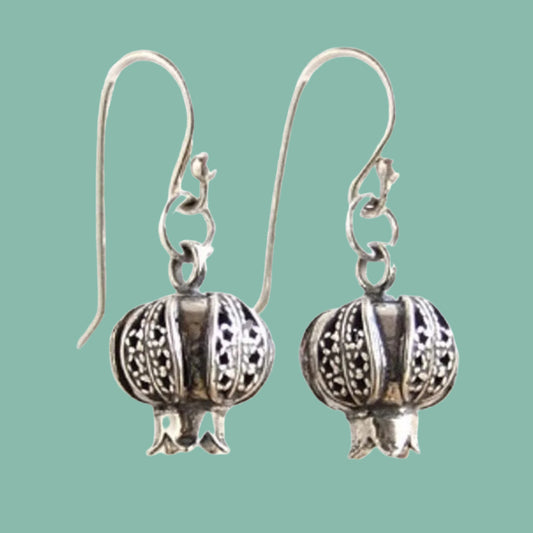 Sterling silver earrings, Silver earrings dangle, elegant filigree earrings רימונים - Bluenoemi