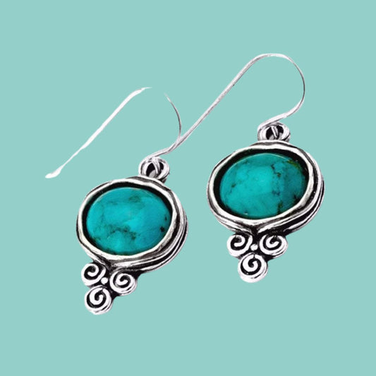 Sterling Silver turquoise earrings for women, dangle earrings. - Bluenoemi