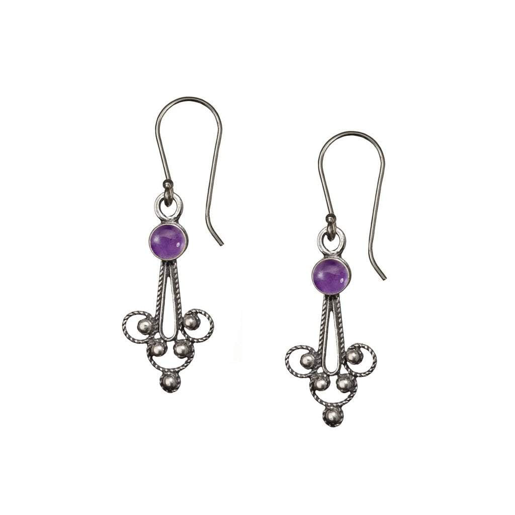 Sterling silver earrings for Woman. Delicate Filigree Israeli earrings set with Stones. - Bluenoemi