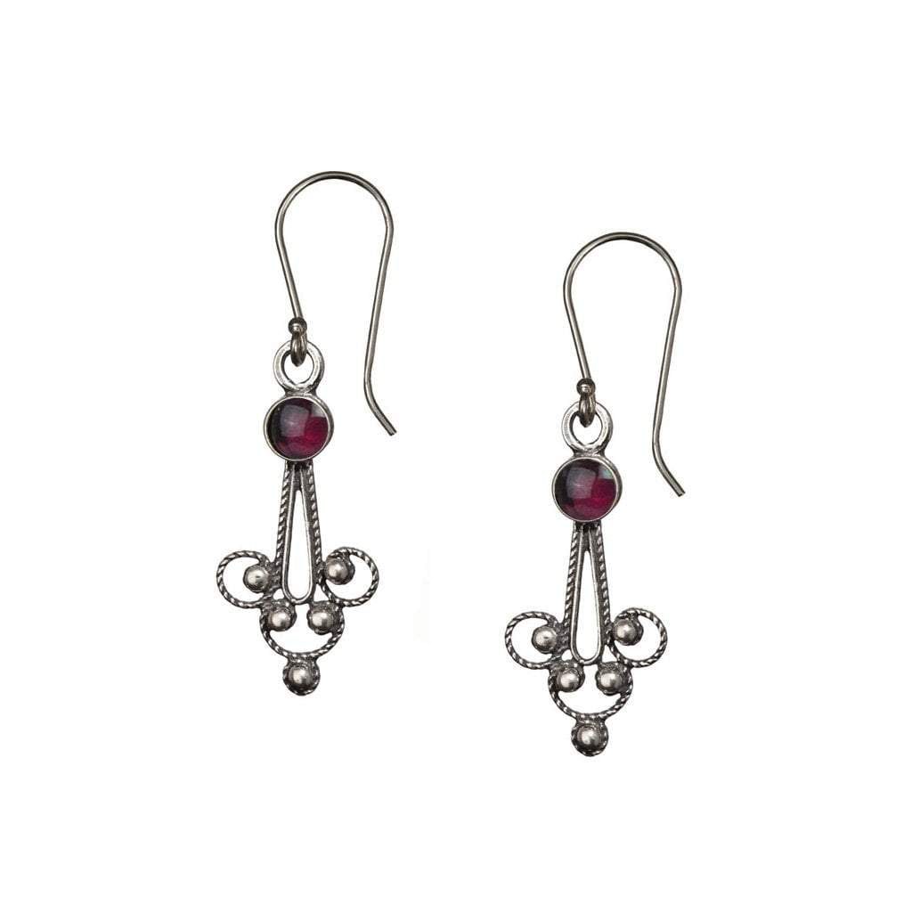 Sterling silver earrings for Woman. Delicate Filigree Israeli earrings set with Stones. - Bluenoemi