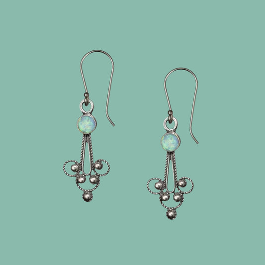 Sterling silver earrings for Woman. Delicate Filigree Israeli earrings set with Stones. - Bluenoemi