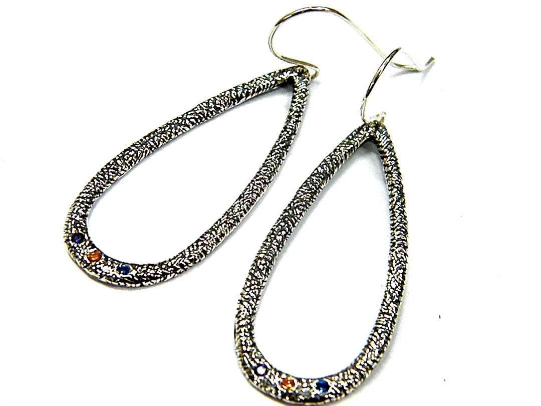 Sterling Silver Dangle Earrings for Woman. sterling silver jewelry , dangling earrings with zircons Dangling Earrings - Bluenoemi